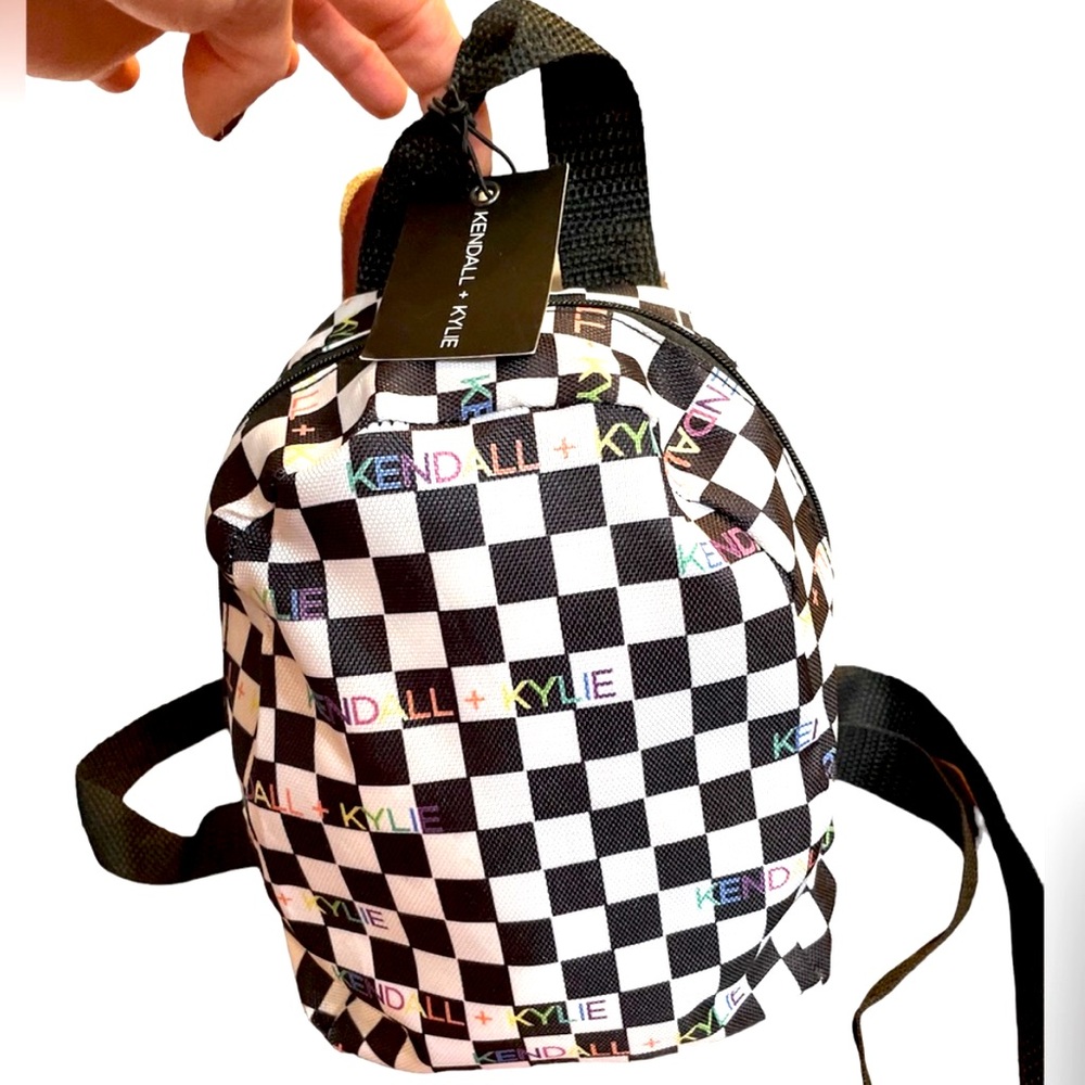 Kendall & Kylie Mini Backpack Black White Checkerboard